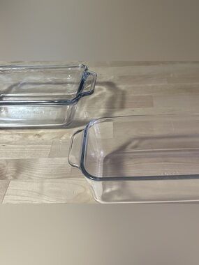 Pyrex 213 R Clear Glass Bread Loaf Pan 1.5 Qt Cake Corning USA Set Of Two